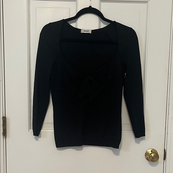 Moschino Tops - Moschino Black Long Sleeve Tie Front Sweater Top